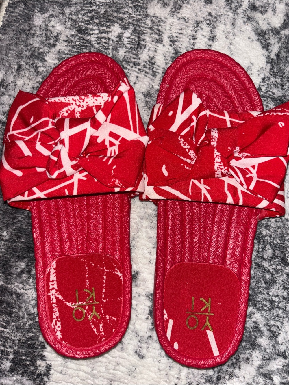 Red Knot Bow Slide Sandals